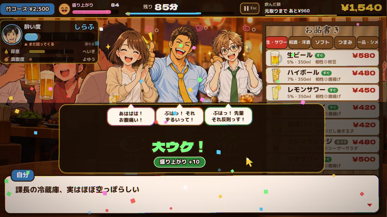 話がウケてテーブルのみんなが笑っている結果画面