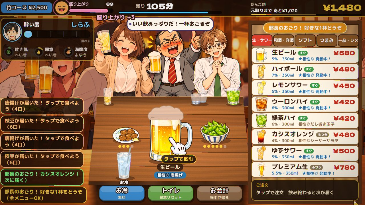 盛り上がりが最高潮になったテーブル